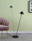 48" Black And Silver Two Light LED Novelty Floor Lamp With Black And Silver Metal Empire Shade