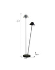48" Black And Silver Two Light LED Novelty Floor Lamp With Black And Silver Metal Empire Shade