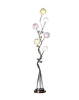 59" Silver Six Light LED Novelty Floor Lamp With Purple And White Metal Novelty Shade