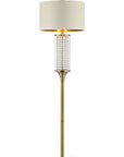 62" Gold Column Floor Lamp With Off White Metal Drum Shade