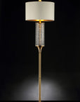 62" Gold Column Floor Lamp With Off White Metal Drum Shade