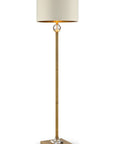 63" Gold Column Floor Lamp With Off White Metal Drum Shade