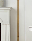 63" Gold Column Floor Lamp With Off White Metal Drum Shade