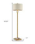 63" Gold Column Floor Lamp With Off White Metal Drum Shade