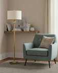 63" Gold Column Floor Lamp With Off White Metal Drum Shade