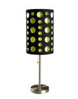33" Silver Metal Mod Table Lamp With Black And Green Drum Shade
