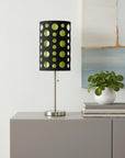 33" Silver Metal Mod Table Lamp With Black And Green Drum Shade