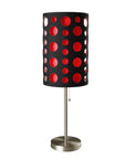 33" Steel Mod Table Lamp With Black And Red Drum Shade