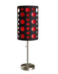 33" Steel Mod Table Lamp With Black And Red Drum Shade