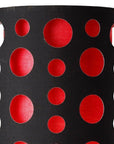 33" Steel Mod Table Lamp With Black And Red Drum Shade