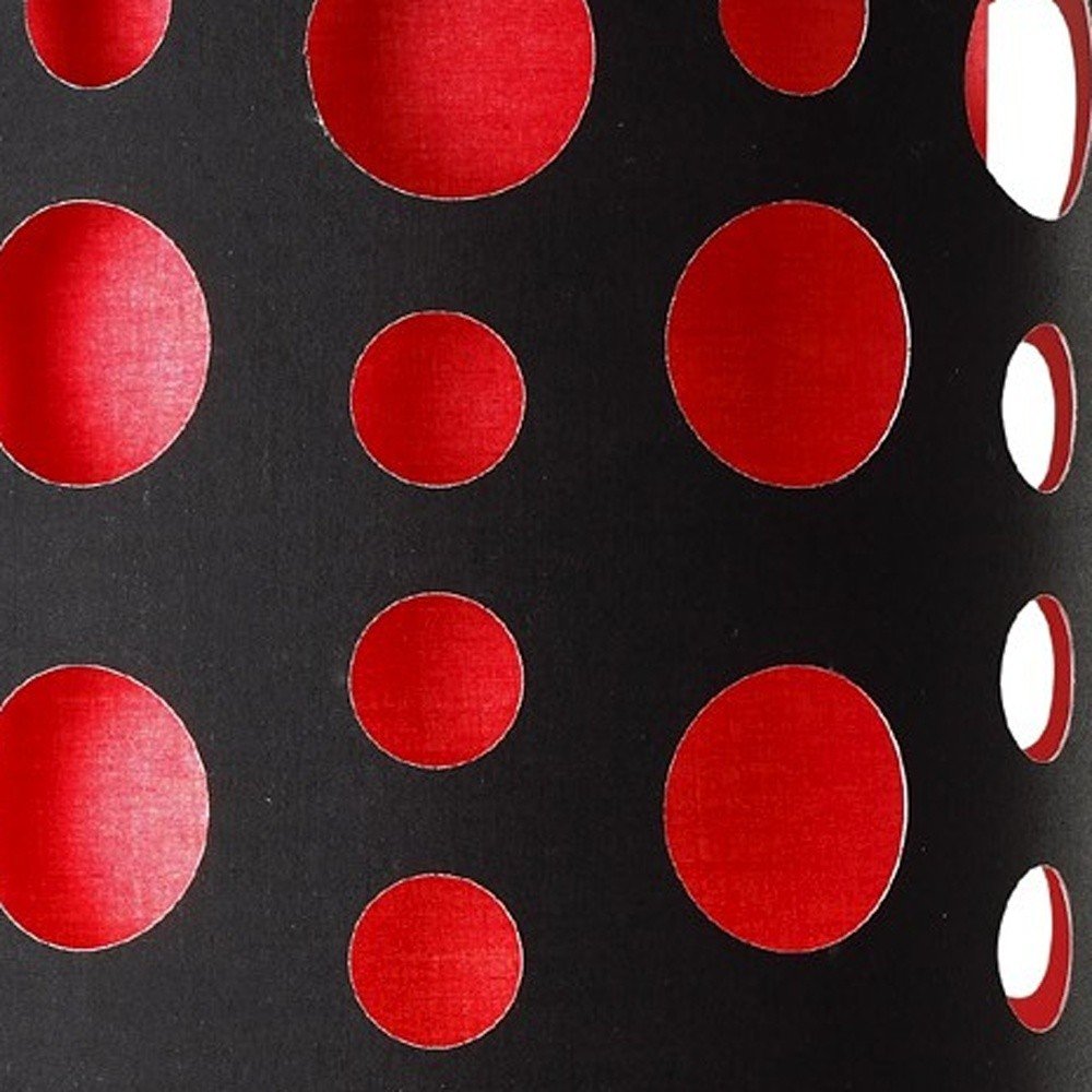 33" Steel Mod Table Lamp With Black And Red Drum Shade