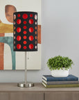 33" Steel Mod Table Lamp With Black And Red Drum Shade