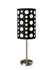 33" Steel Mod Table Lamp With Black And Red Drum Shade