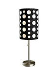 33" Steel Mod Table Lamp With Black And Red Drum Shade
