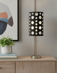 33" Steel Mod Table Lamp With Black And Red Drum Shade