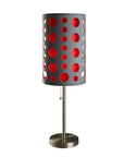 33" Gray and Red Mod Dot Novelty Table Lamp
