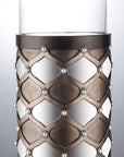 31" Bronze and Silver with Pearls Floor Hurricane Candle Holder