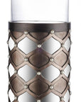 31" Bronze and Silver with Pearls Floor Hurricane Candle Holder
