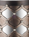31" Bronze and Silver with Pearls Floor Hurricane Candle Holder