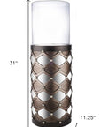 31" Bronze and Silver with Pearls Floor Hurricane Candle Holder