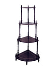 39" Brown Wood Four Tier Corner Bookcase