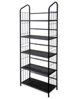 64" Black Metal Five Tier Bookcase
