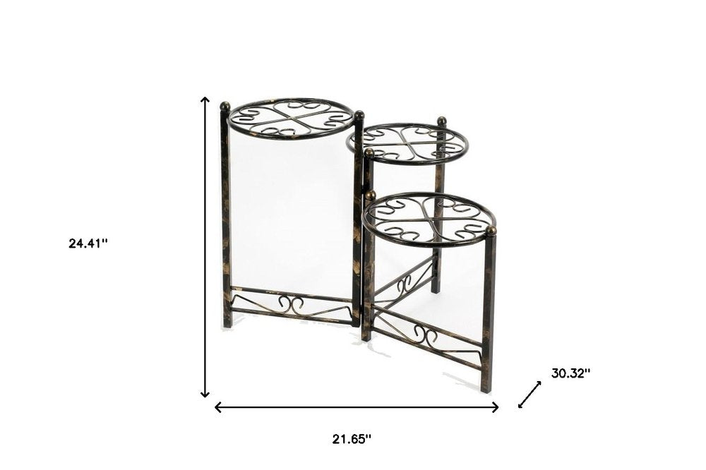 24" Black And Gold Metal Garden Accents Accessories