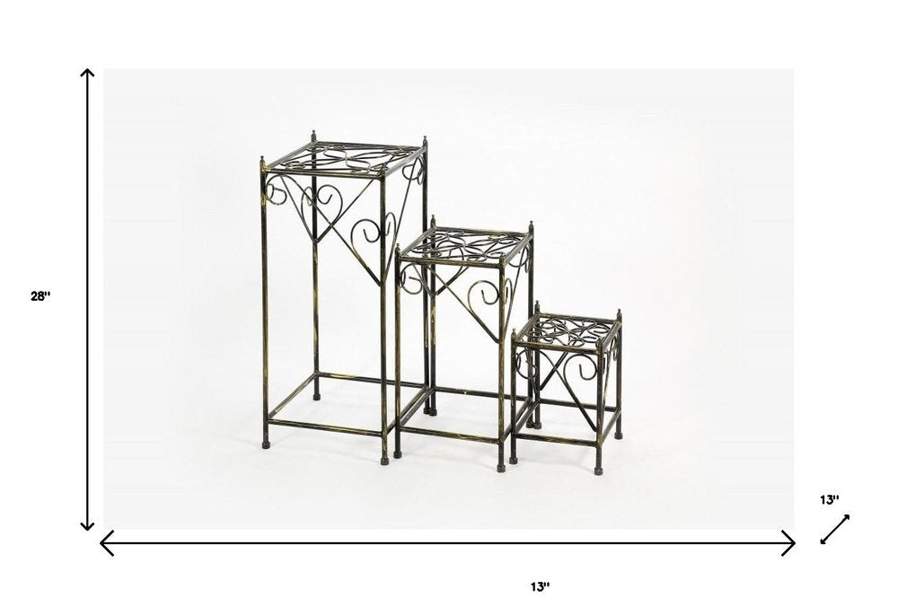 28" Black And Gold Metal Garden Accents Accessories