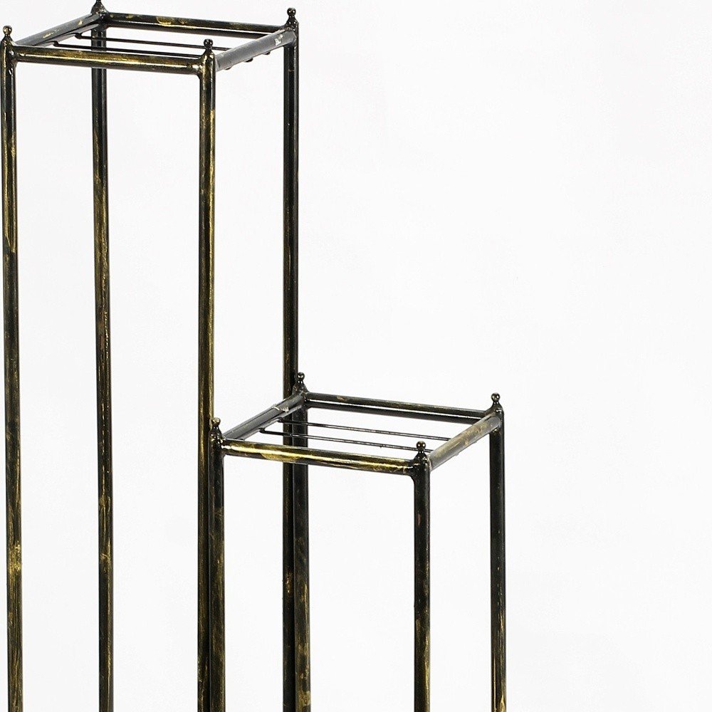 Set of Three Black And Gold Metal Garden Accents Accessories