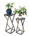 Set of Two Black And Gold Metal Garden Accents Accessories