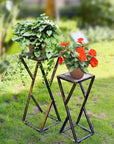 Set of Two Black And Gold Metal Garden Accents Accessories