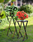 Set of Two Black And Gold Metal Garden Accents Accessories
