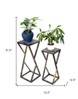 Set of Two Black And Gold Metal Garden Accents Accessories