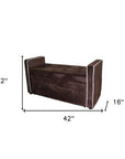 Brown Suede Shoe Storage Bench with Drawer