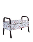 17" Dark Brown And Blue Upholstered 100% Polyester Floral Entryway Bench With Flip Top