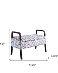 17" Dark Brown And Blue Upholstered 100% Polyester Floral Entryway Bench With Flip Top