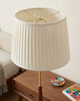16" White Linen Lampshade with Side Pleats