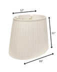 16" White Slanted Oval Linen Lampshade