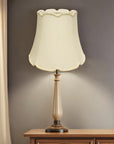 16" Ivory Empire Slanted Cylinder Scroll Edge Silk Lampshade