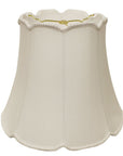 18" White Empire Slanted Cylinder Scroll Edge Silk Lampshade