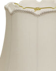 18" White Empire Slanted Cylinder Scroll Edge Silk Lampshade