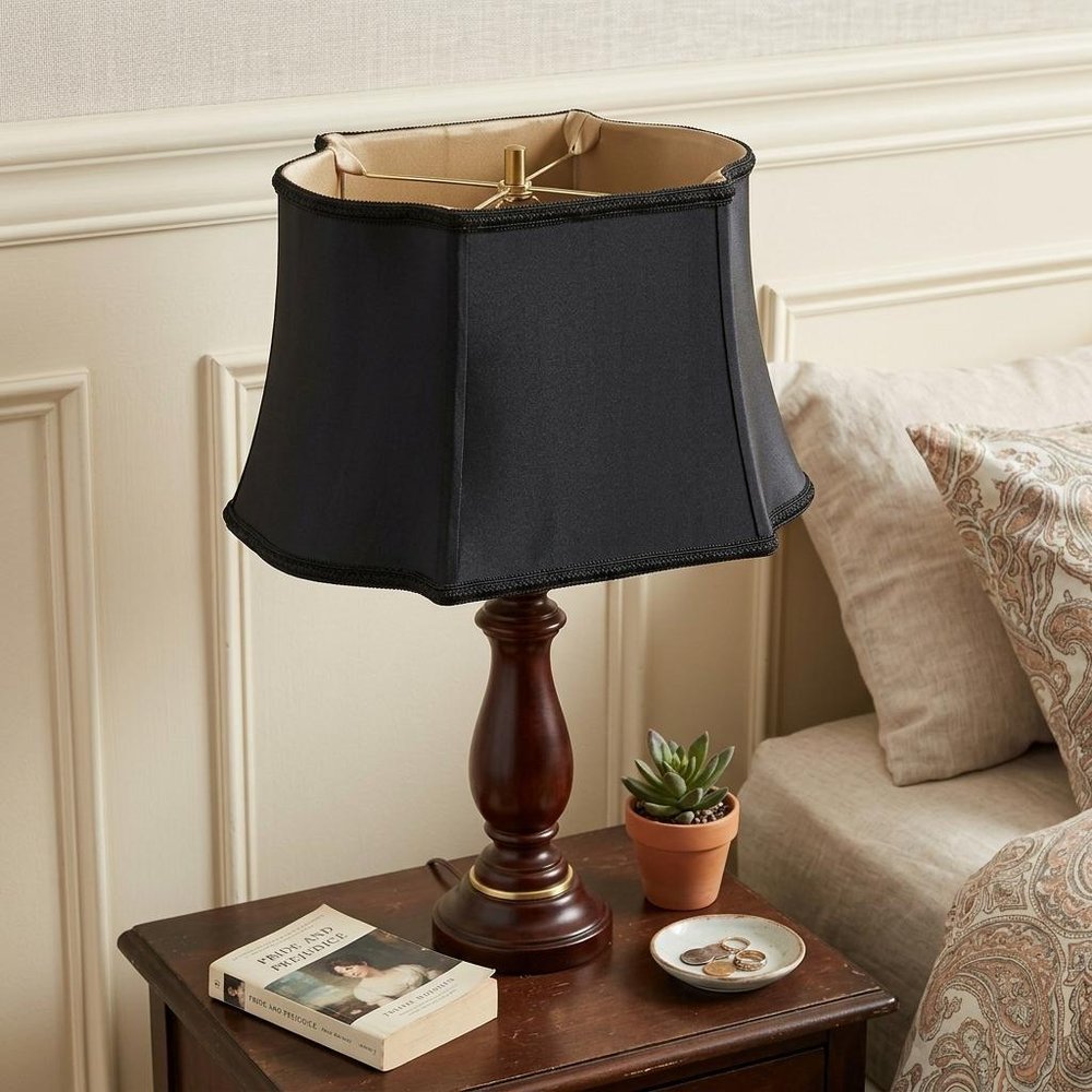 14" Black with Bronze Lining Premium Oblong Shantung Lampshade