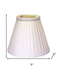 5" White Set of 6 Slanted Pleat Chandelier Silk Lampshades