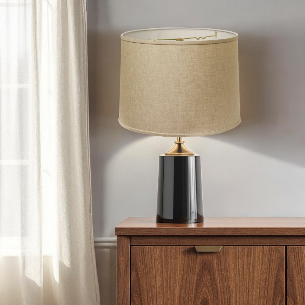 18" Parchment Biege Throwback Drum Linen Lampshade