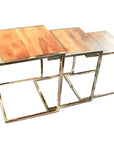 Set of Three Stylish Wood and Metal C Shaped Nesting End Tables