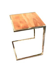 Set of Three Stylish Wood and Metal C Shaped Nesting End Tables