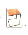 Set of Three Stylish Wood and Metal C Shaped Nesting End Tables