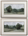 Set of Two Green Trees Framed Art