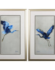 Set of Two Blue Heron Framed Art