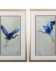 Set of Two Blue Heron Framed Art